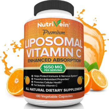 Nutrivein Liposomal Vitamin C 1650mg -180 Capsules – High Absorption Supplements