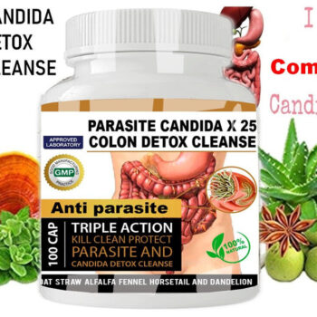 Potent Candida Cleanse Support 100 Capsules and Detox with Herbs Enzymes Yeast #1