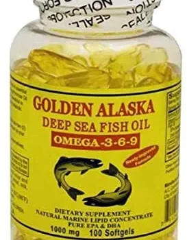 Gold Vitamin Golden Alaska Deep Sea Fish Oil Omega 3 6 9 1000 mg 100 Softgels